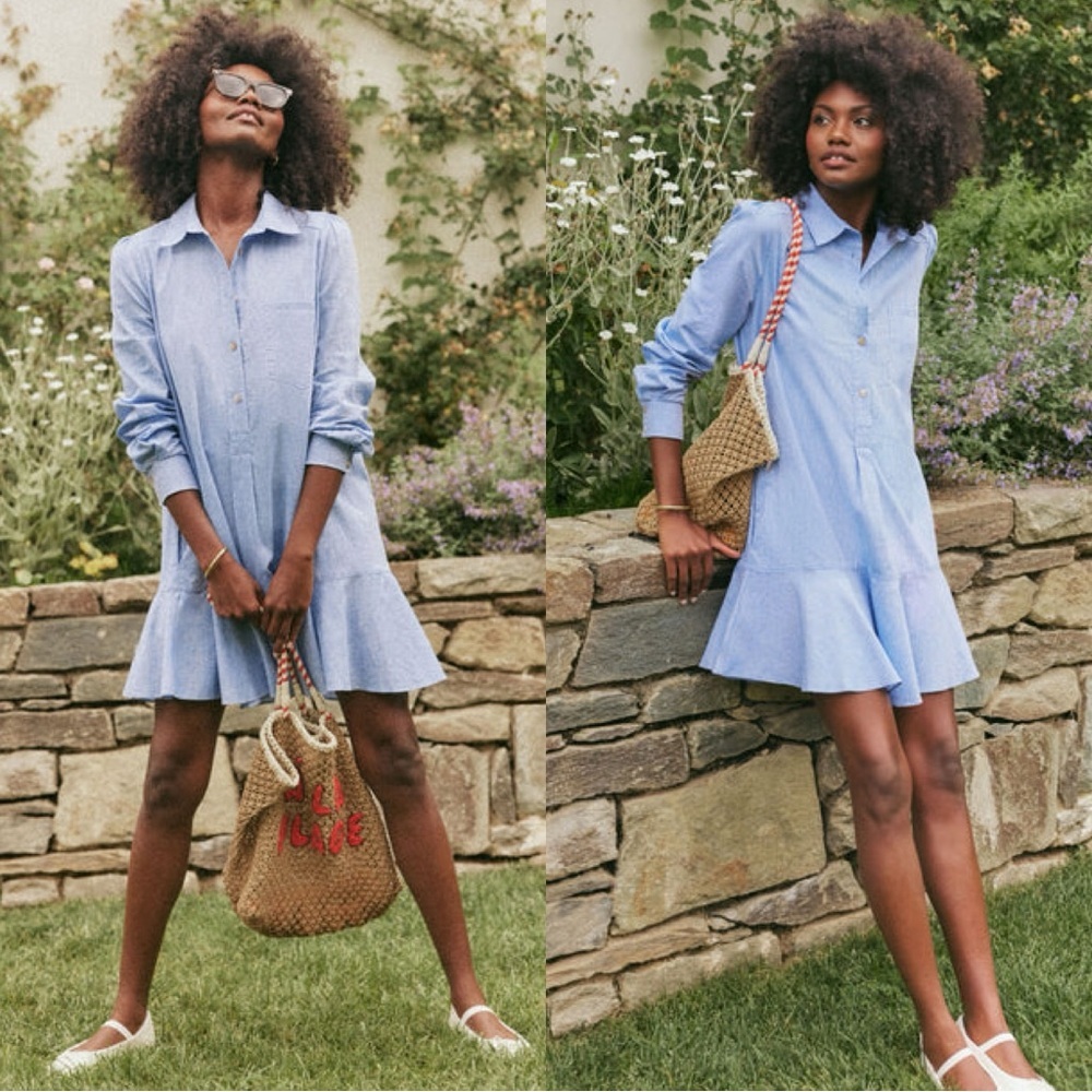 NWOT Tuckernuck Women’s Cotton Linen Chambray Callahan Shirt Dress in Blue XXL